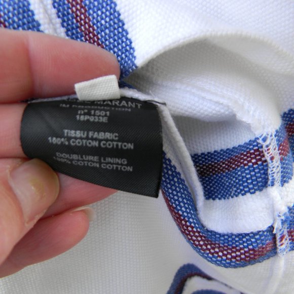 ISABEL ETOILE MARANT GORGEOUS COTTON STRIPED FRINGED V-NECK DRESS RESORT SZ 0 - Picture 6 of 6